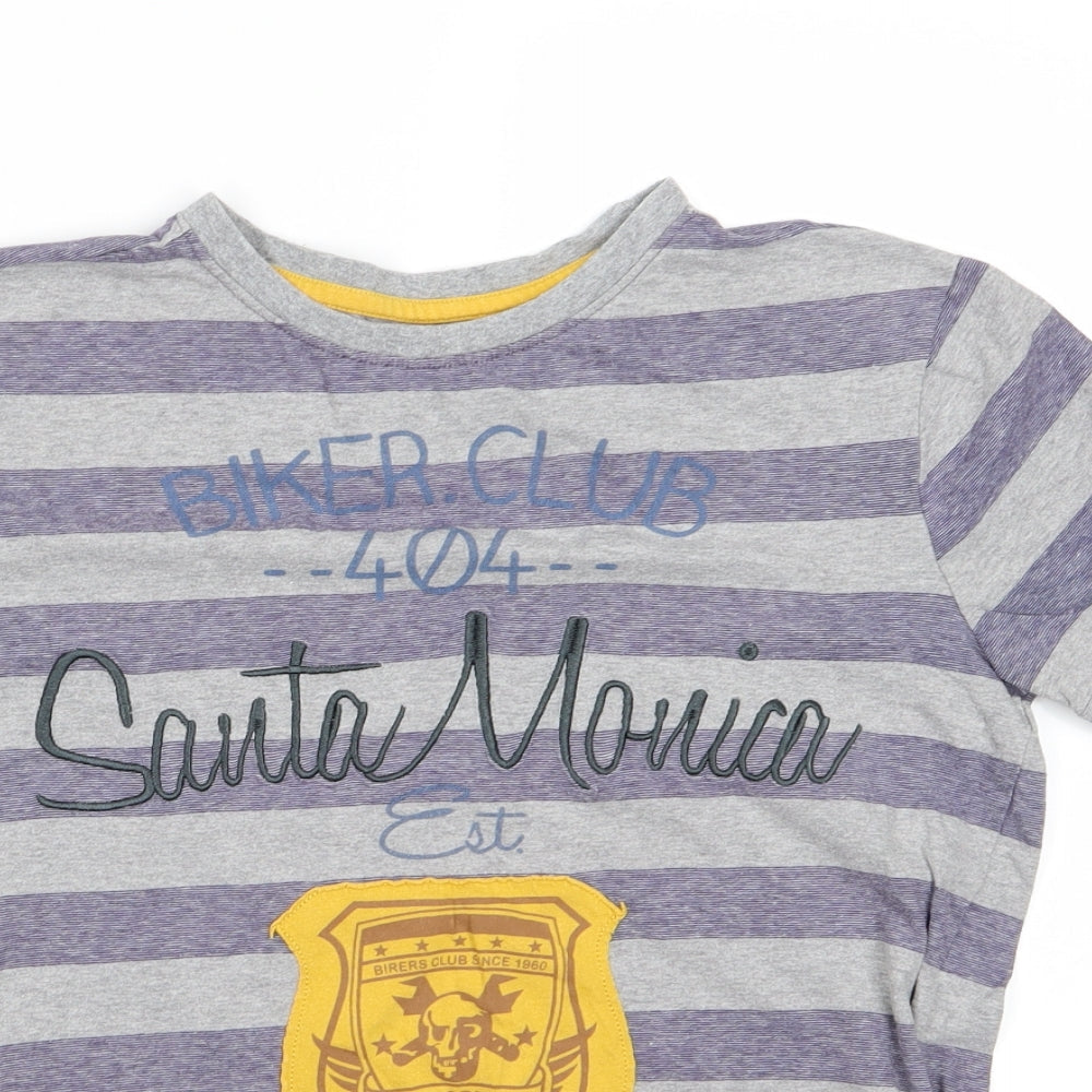 F&F Boys Grey Striped  Basic T-Shirt Size 12-13 Years