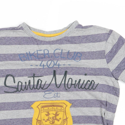 F&F Boys Grey Striped  Basic T-Shirt Size 12-13 Years