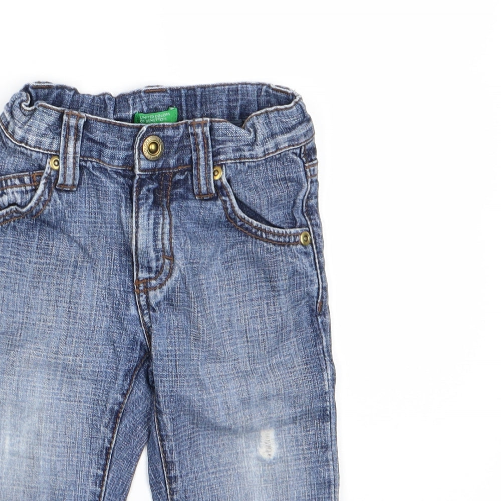 United Colours of Benetton Boys Blue  Denim Cargo Jeans Size 12 Months