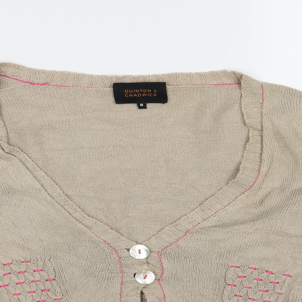 Quinton & Chadwick Womens Brown  Knit Cardigan Jumper Size S