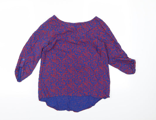 Papaya Womens Blue Floral  Basic Blouse Size 8