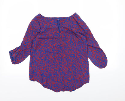 Papaya Womens Blue Floral  Basic Blouse Size 8