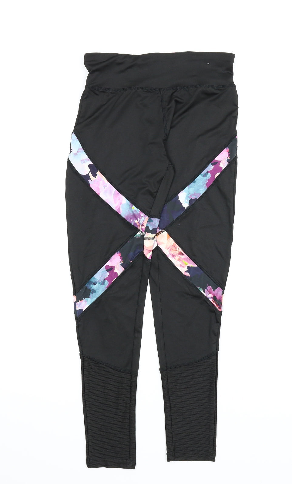 Atmosphere Womens Black Floral  Compression Leggings Size 8 L24 in