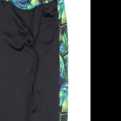 Workout Womens Black Floral  Compression Shorts Size 8