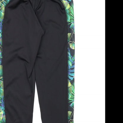 Workout Womens Black Floral  Compression Shorts Size 8