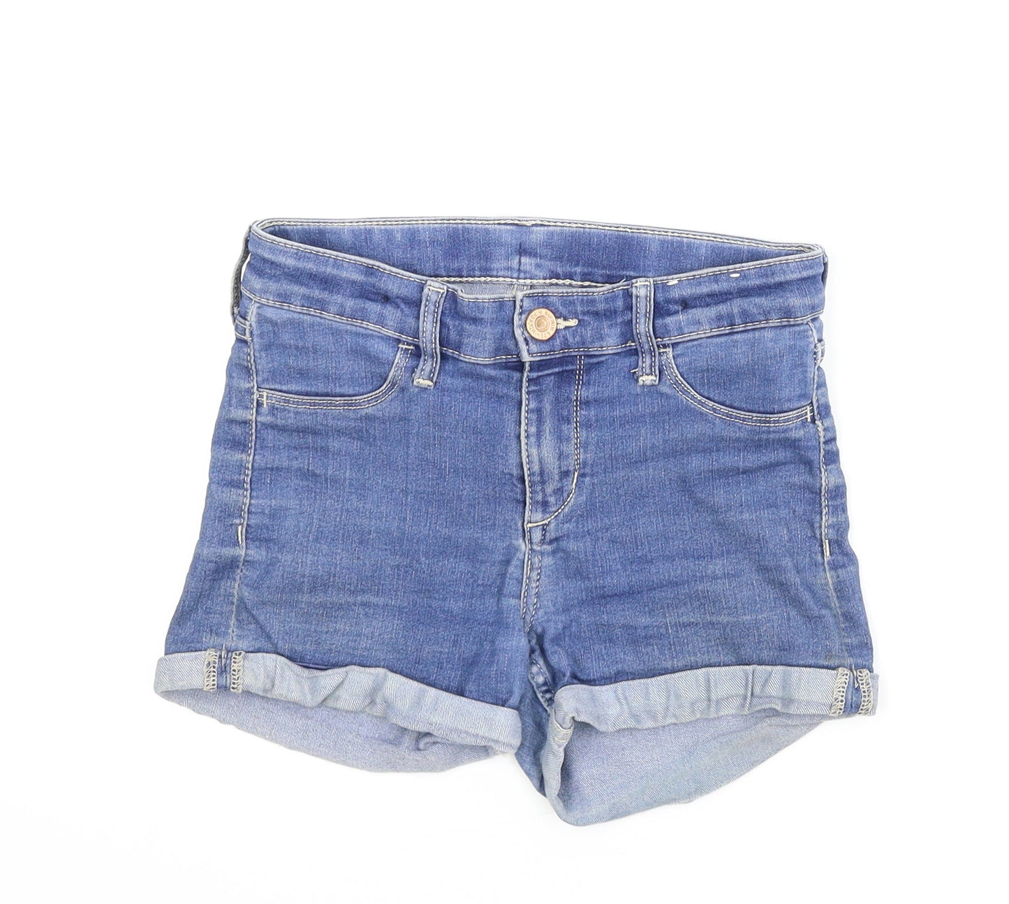 Preworn Girls Blue  Denim Boyfriend Shorts Size 8 Years