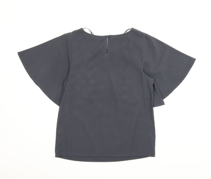 George Womens Grey Animal Print  Basic Blouse Size 8