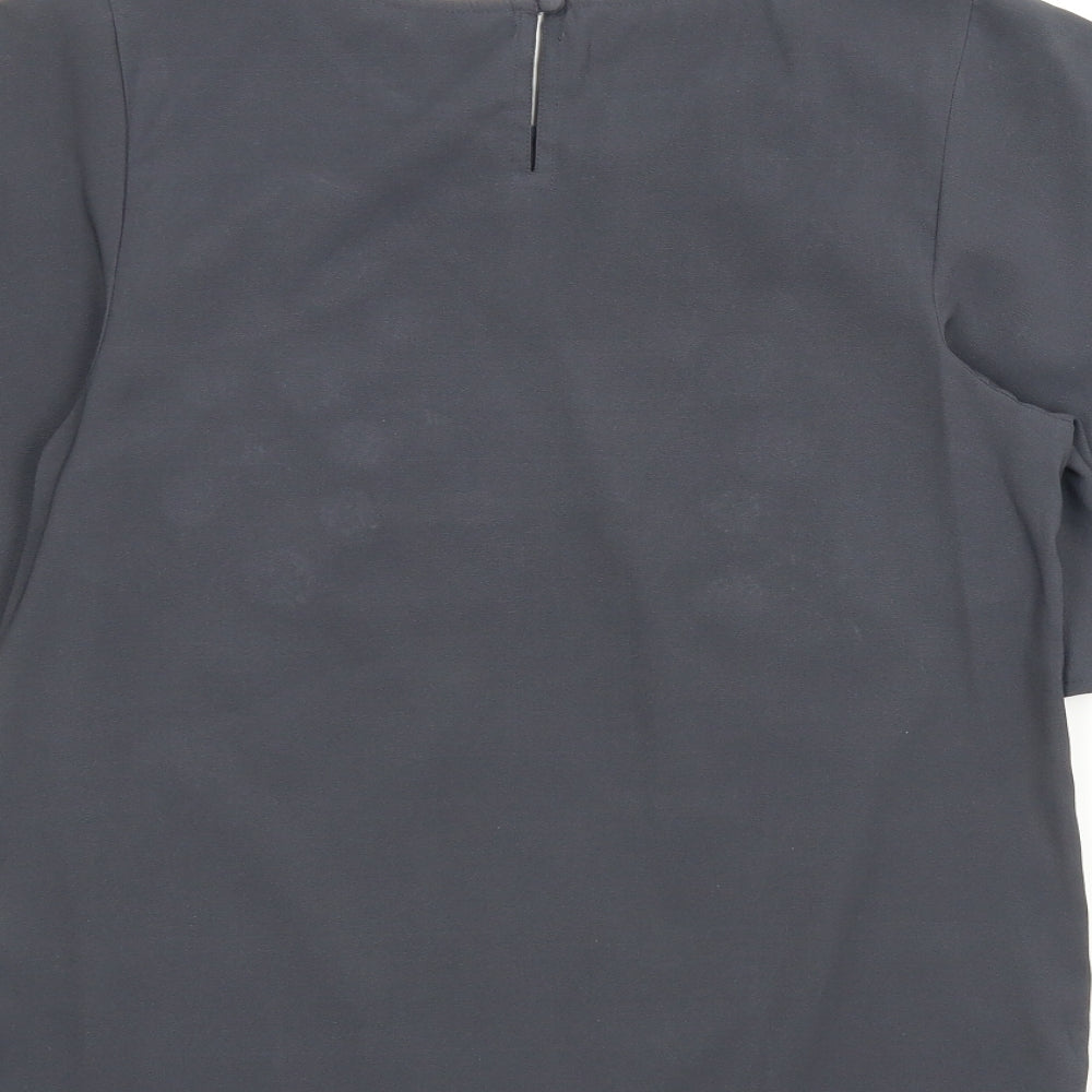 George Womens Grey Animal Print  Basic Blouse Size 8