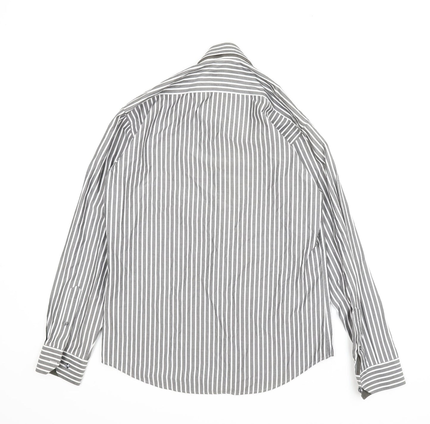 Steel & Jelly Mens Grey Striped   Button-Up Size M