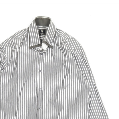 Steel & Jelly Mens Grey Striped   Button-Up Size M