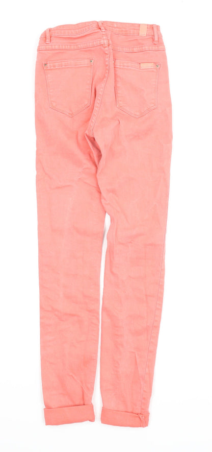 Queen Hearts Womens Pink  Denim Skinny Jeans Size XS L25 in