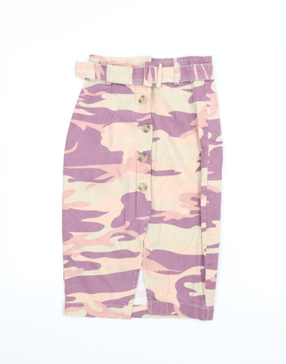 Primark Womens Purple Camouflage  Straight & Pencil Skirt Size 4