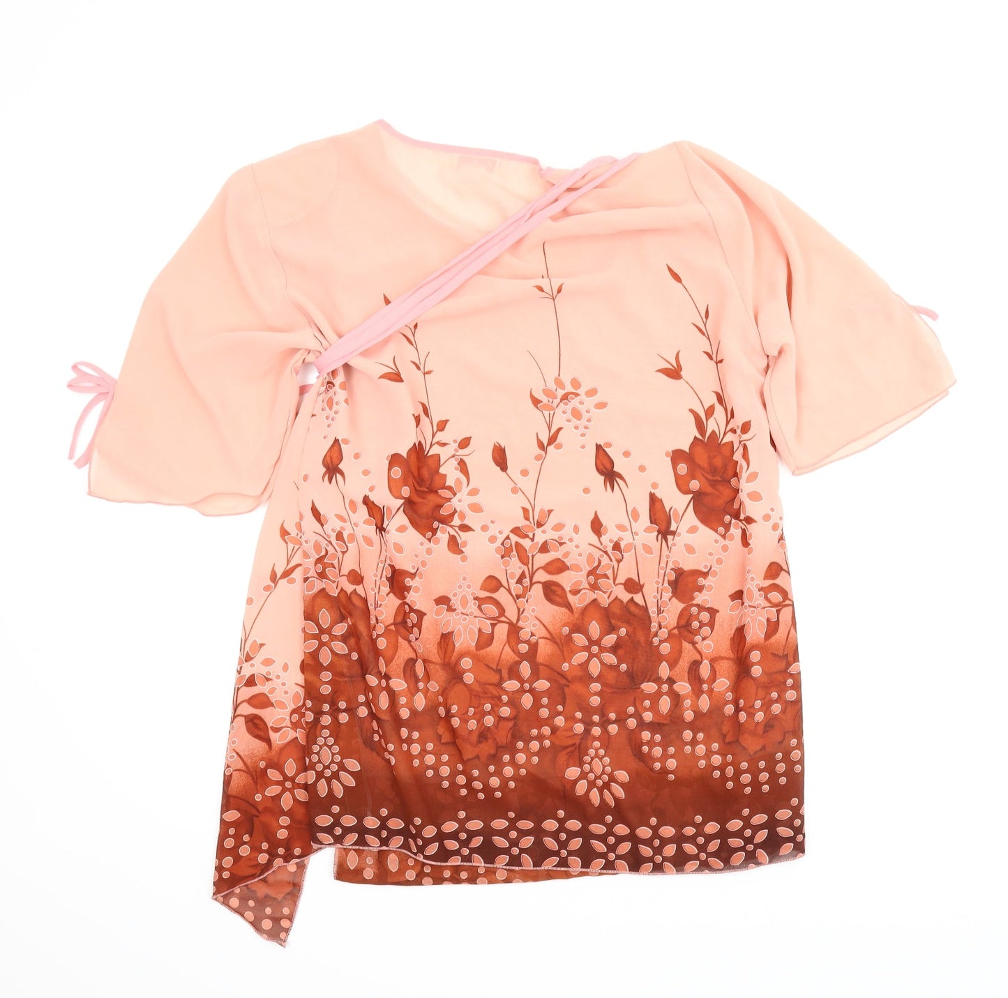ZYL Womens Pink Floral  Basic Blouse Size 2XL