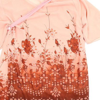 ZYL Womens Pink Floral  Basic Blouse Size 2XL