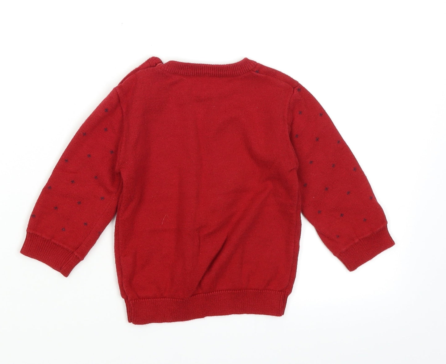 George Baby Red Polka Dot  Pullover Jumper Size 3-6 Months  - Christmas Reindeer