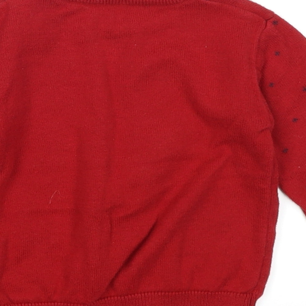 George Baby Red Polka Dot  Pullover Jumper Size 3-6 Months  - Christmas Reindeer