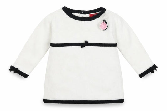 Strawberry Faire Girls White Colourblock Knit Jumper Dress  Size 6-9 Months