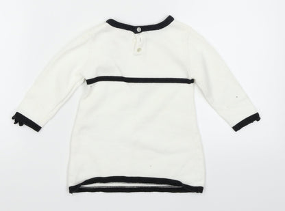 Strawberry Faire Girls White Colourblock Knit Jumper Dress  Size 6-9 Months