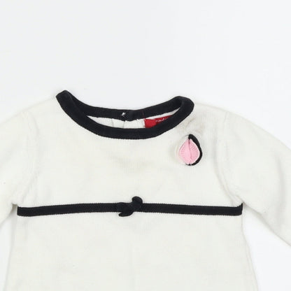 Strawberry Faire Girls White Colourblock Knit Jumper Dress  Size 6-9 Months