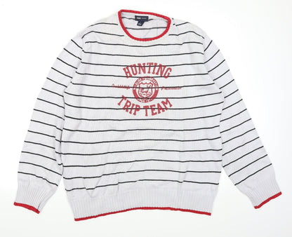 H&M L.O.G.G Mens Grey Striped  Pullover Jumper Size L