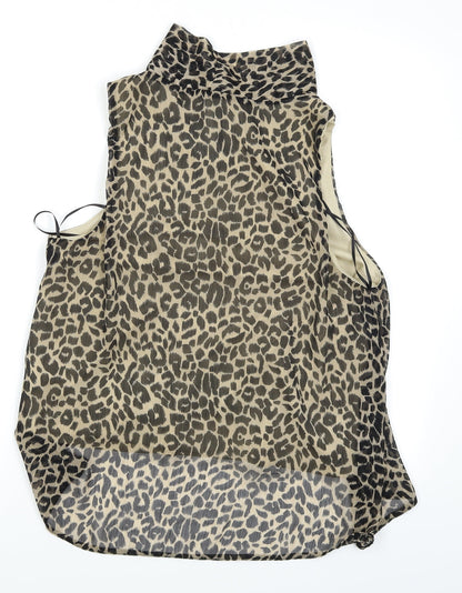 Drama Queen Womens Brown Animal Print  Basic Blouse Size 16