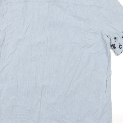 Mens UK Size M Divided Blue  Button-Up Short Sleeve Casual Shirt