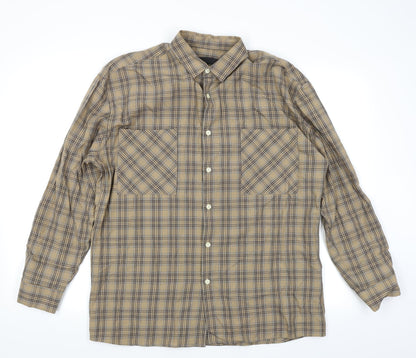 Mens UK Size S Mennace Brown  Button-Up Long Sleeve Casual Shirt