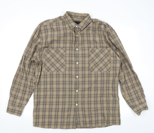 Mens UK Size S Mennace Brown  Button-Up Long Sleeve Casual Shirt