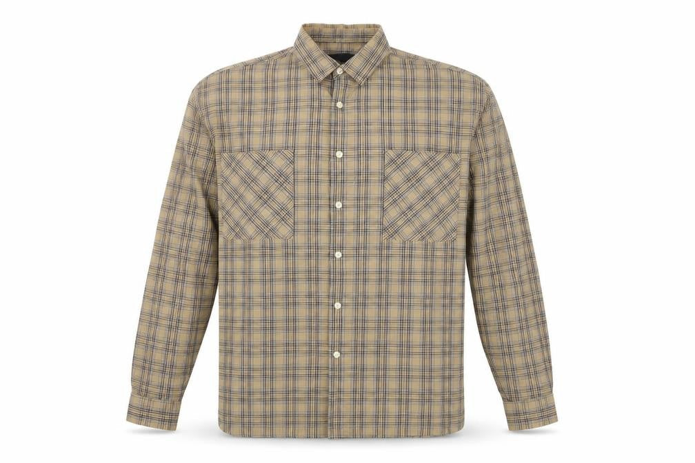 Mens UK Size S Mennace Brown  Button-Up Long Sleeve Casual Shirt