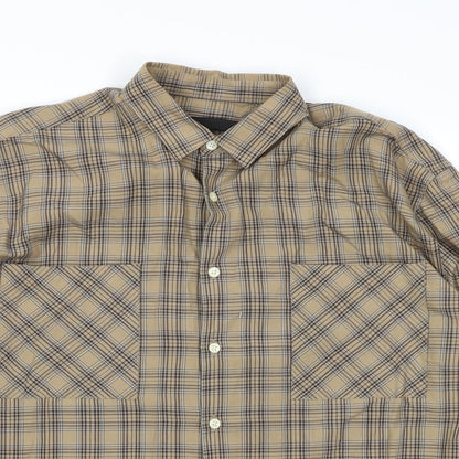 Mens UK Size S Mennace Brown  Button-Up Long Sleeve Casual Shirt