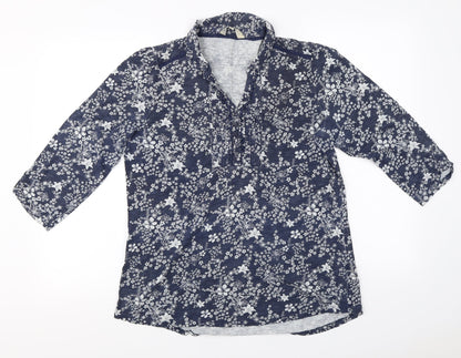 M&Co Womens Blue Floral  Pullover Jumper Size 14