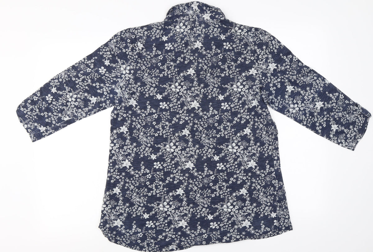 M&Co Womens Blue Floral  Pullover Jumper Size 14