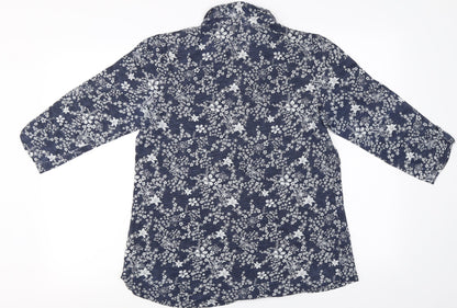 M&Co Womens Blue Floral  Pullover Jumper Size 14