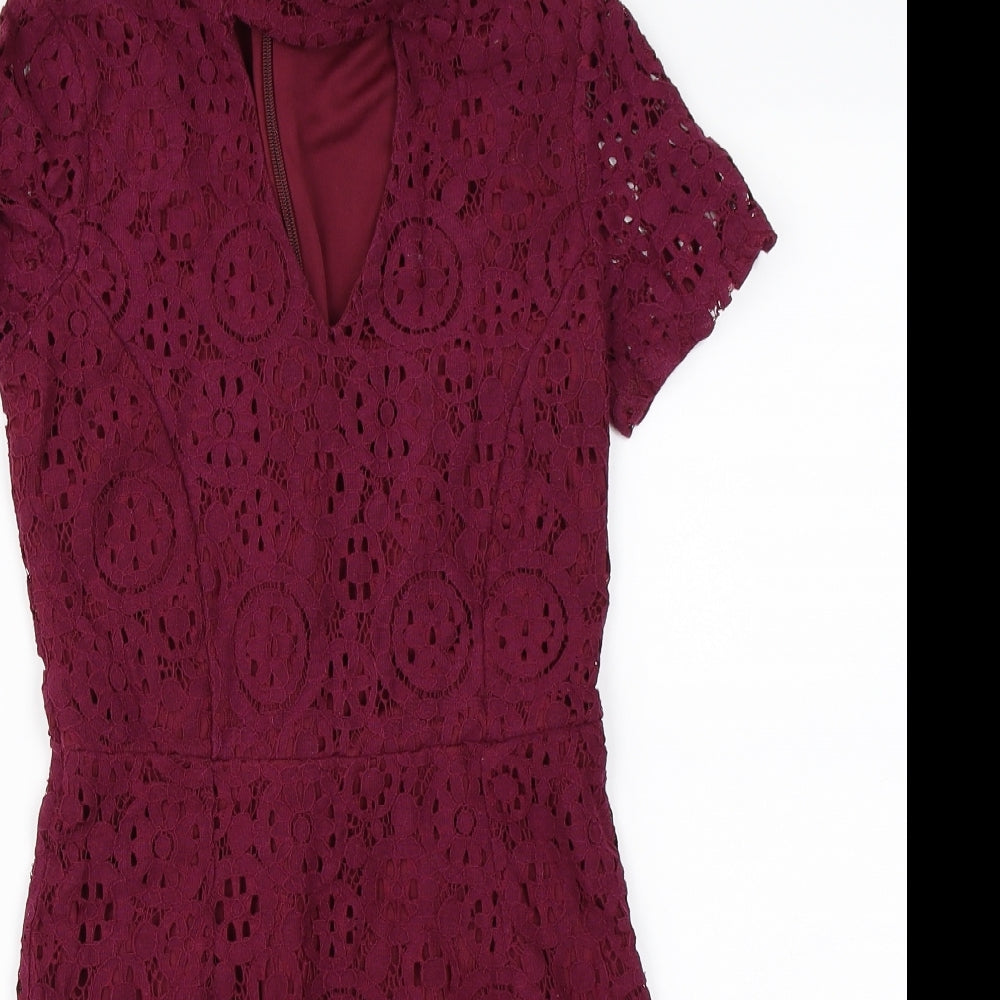 petites Womens Purple Floral  A-Line  Size 6