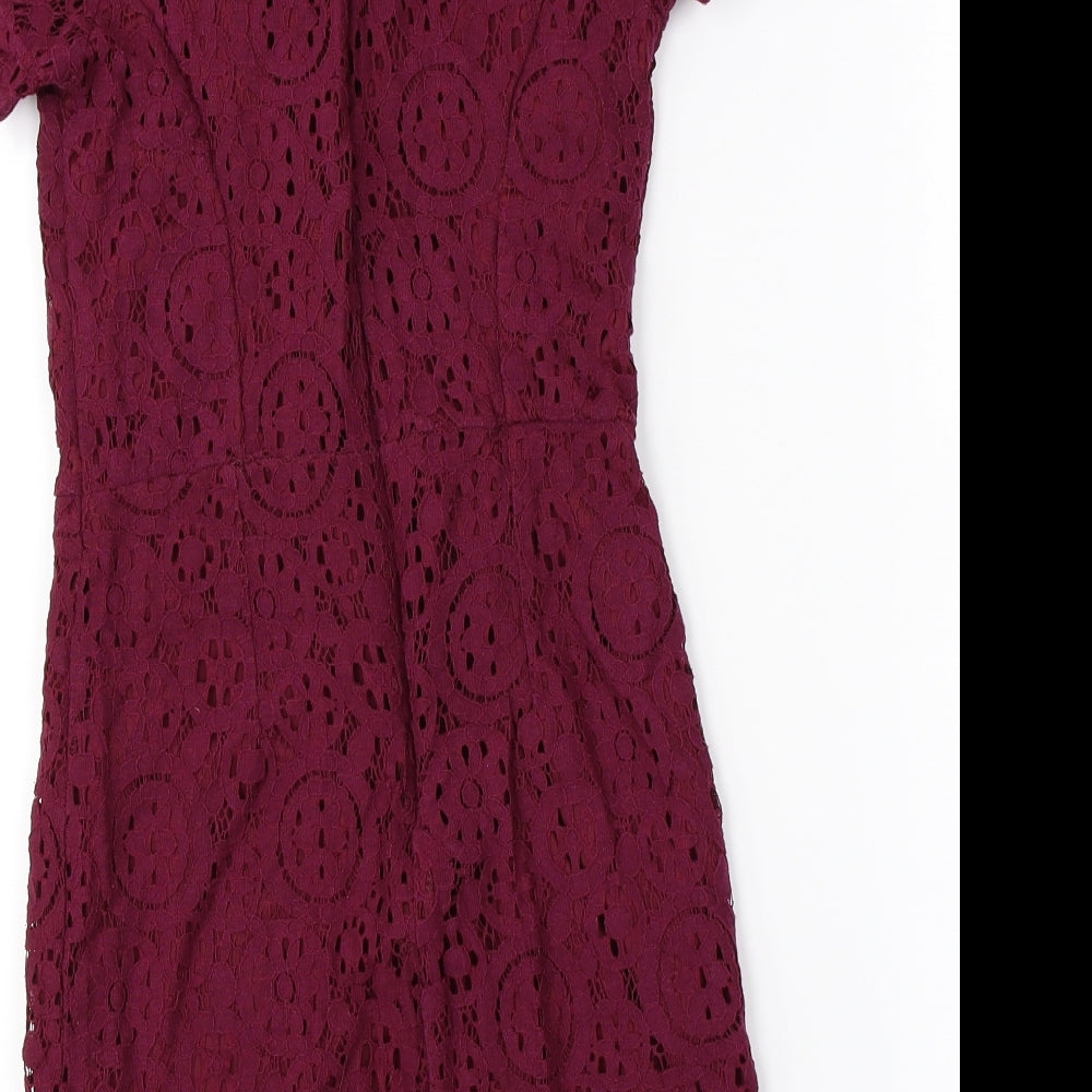 petites Womens Purple Floral  A-Line  Size 6
