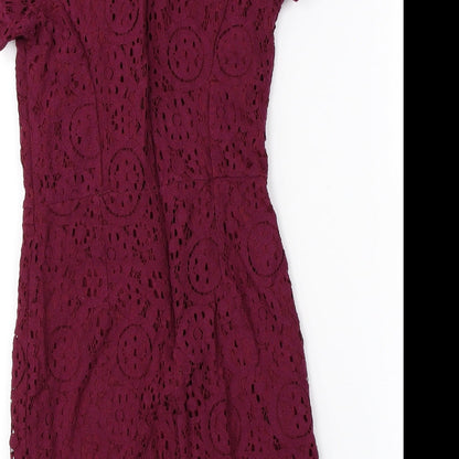 petites Womens Purple Floral  A-Line  Size 6