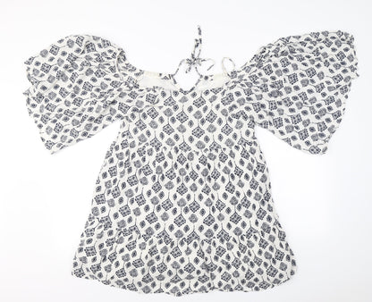 Womens UK Size 8 glamourous White Basic Blouse