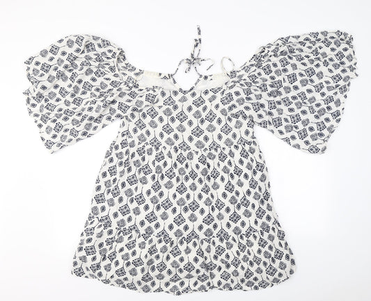Womens UK Size 8 glamourous White Basic Blouse