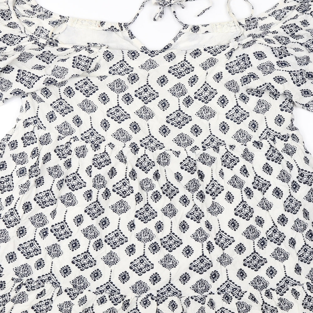 Womens UK Size 8 glamourous White Basic Blouse