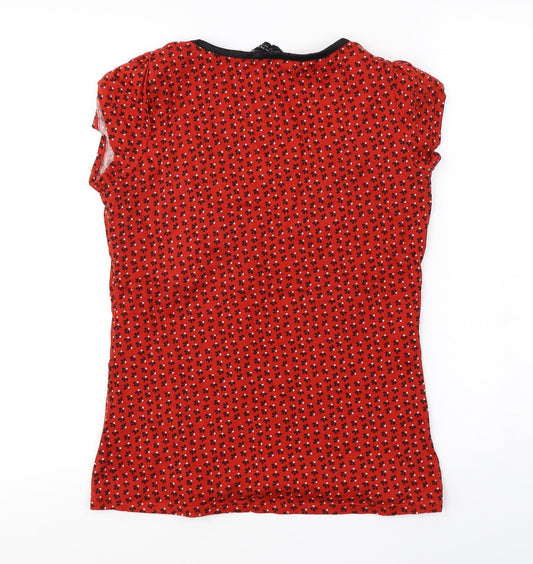 Dorothy Perkins  Womens Red Floral  Basic T-Shirt Size 12