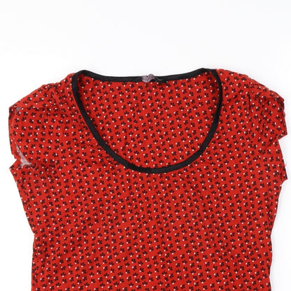 Dorothy Perkins  Womens Red Floral  Basic T-Shirt Size 12