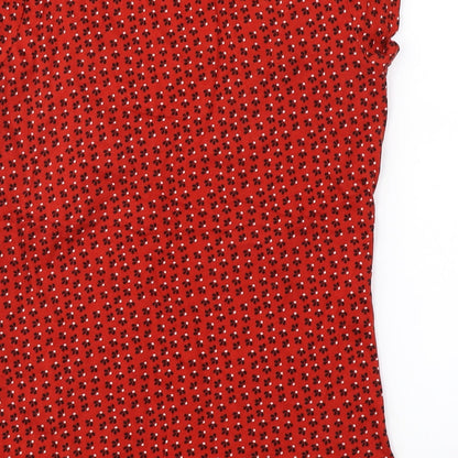 Dorothy Perkins  Womens Red Floral  Basic T-Shirt Size 12