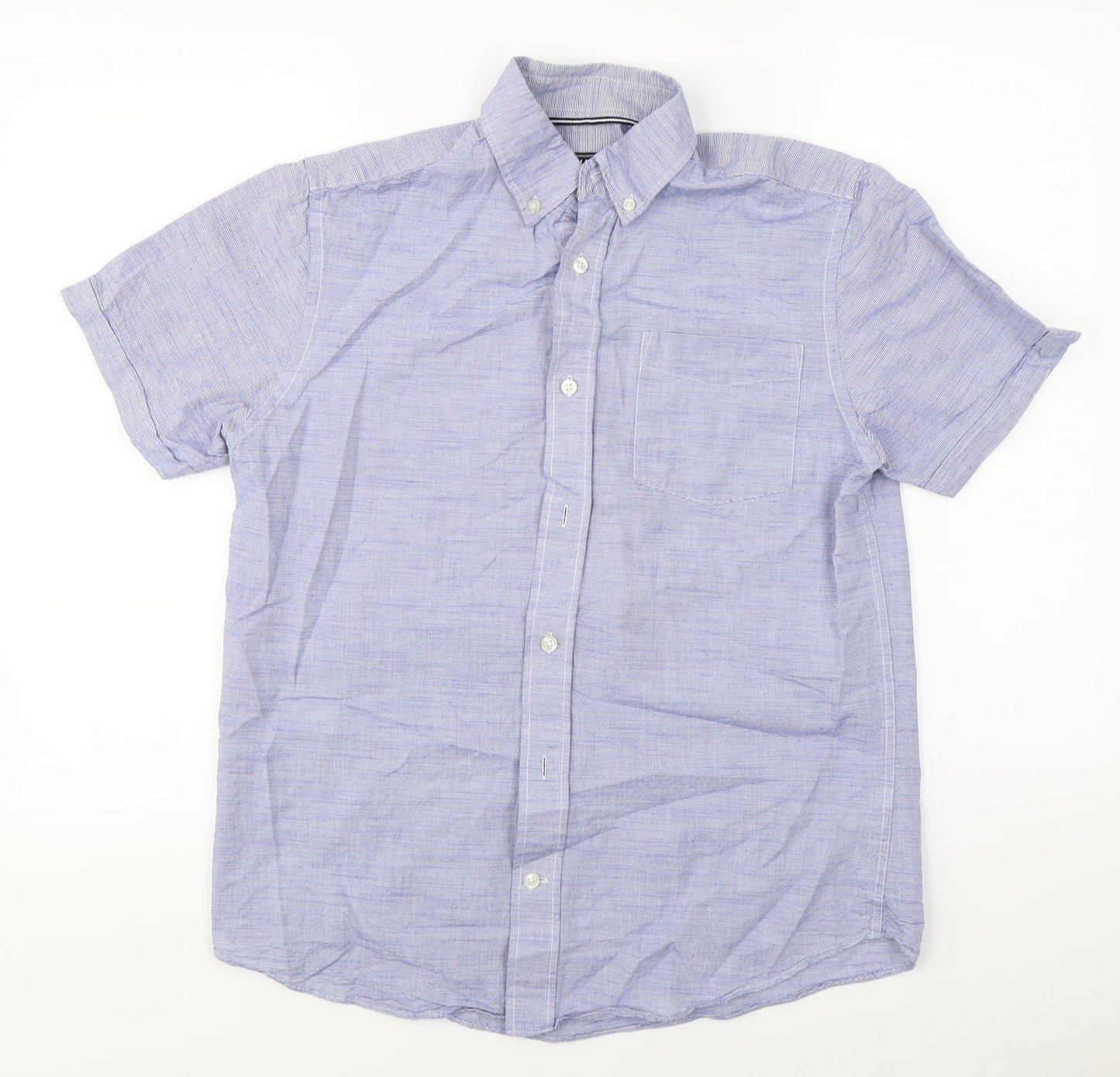 Mens UK Size S Maine New England Blue  Button-Up Short Sleeve Casual Shirt