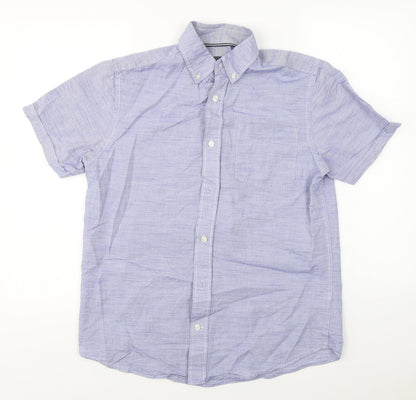 Mens UK Size S Maine New England Blue  Button-Up Short Sleeve Casual Shirt