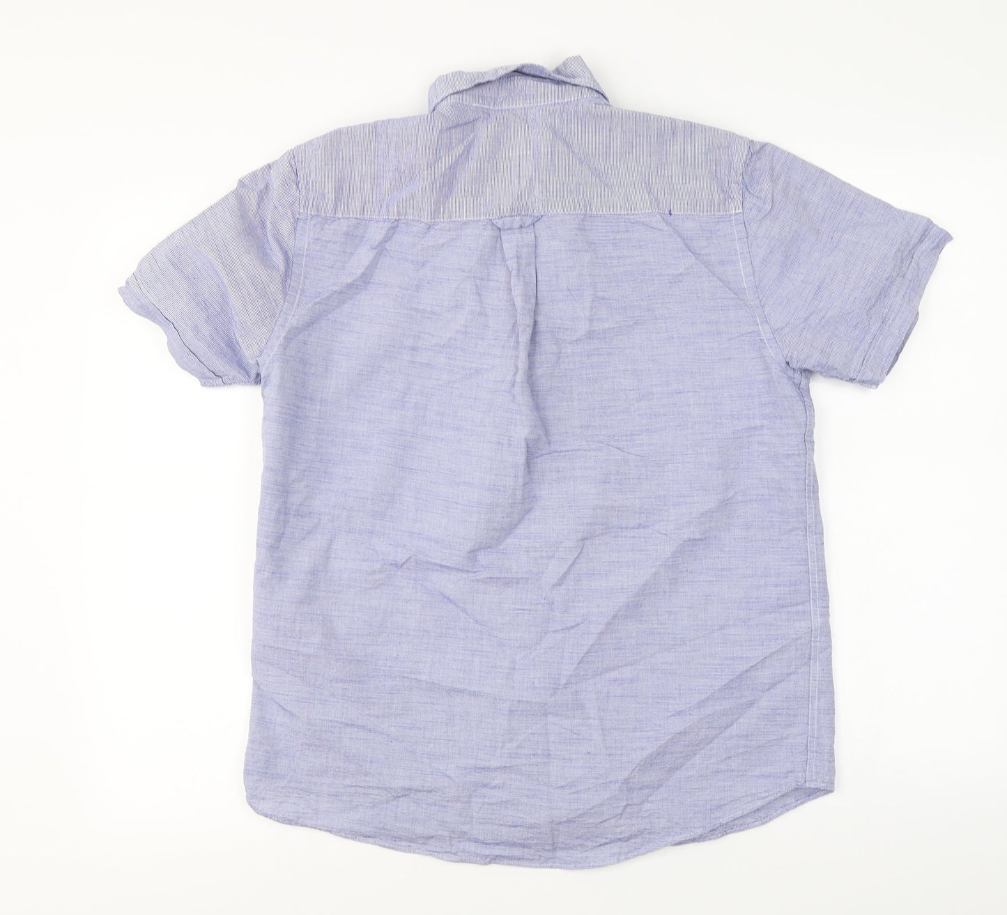 Mens UK Size S Maine New England Blue  Button-Up Short Sleeve Casual Shirt