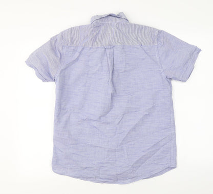 Mens UK Size S Maine New England Blue  Button-Up Short Sleeve Casual Shirt