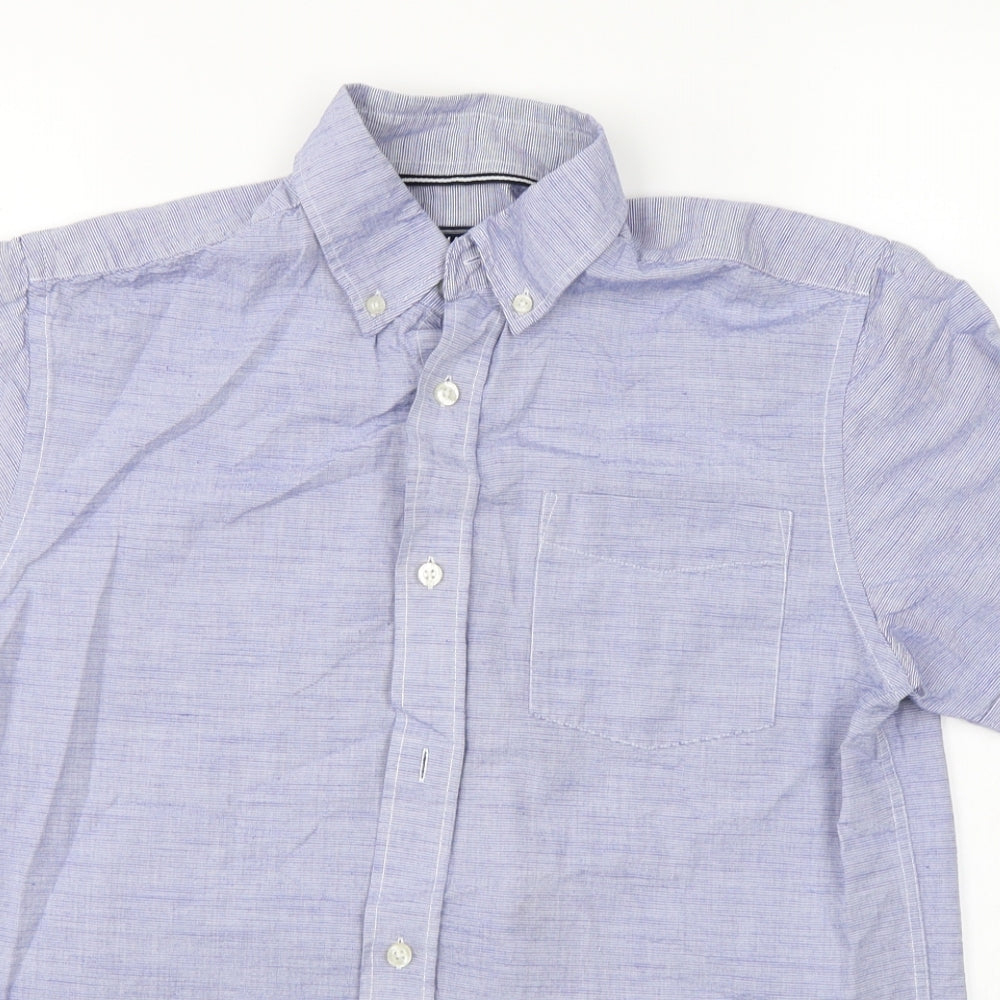 Mens UK Size S Maine New England Blue  Button-Up Short Sleeve Casual Shirt