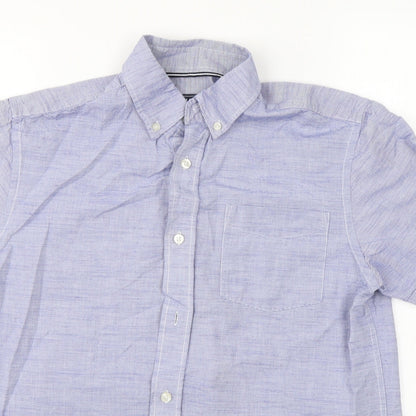Mens UK Size S Maine New England Blue  Button-Up Short Sleeve Casual Shirt