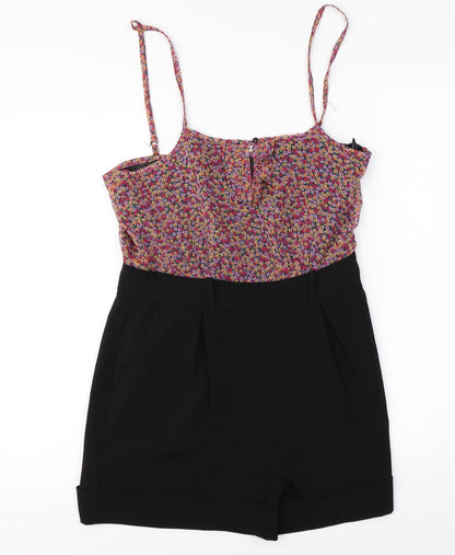 Heaven  Womens Black Floral  Jumpsuit One-Piece Size 10