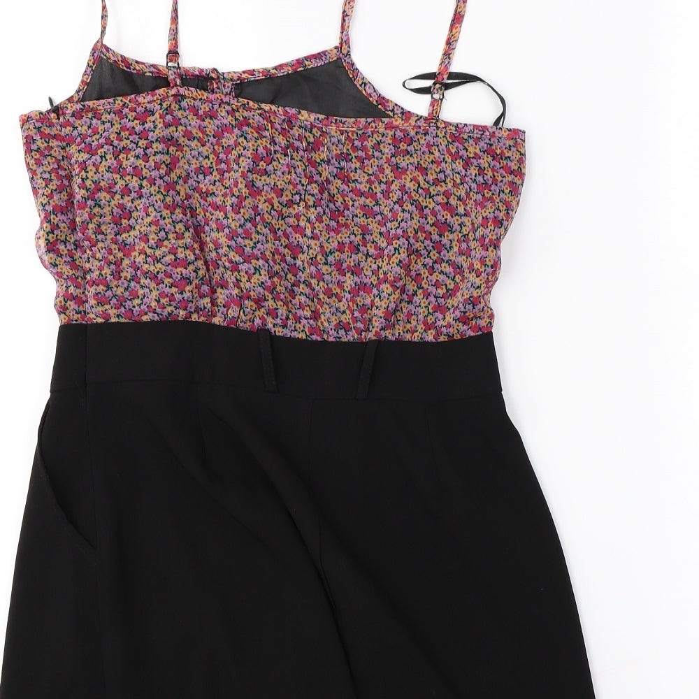 Heaven  Womens Black Floral  Jumpsuit One-Piece Size 10